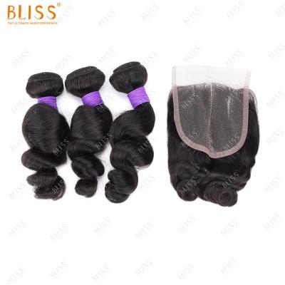 China Bliss Esteem Wholesale 100% Brazilian Hair Loose Wave Spring Wave Bundle Hair Bundles With Closure for sale