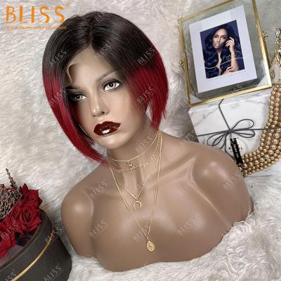 China Easy and Comfortable to Attach and Remove Bliss Short Pixie Cut Human Hair Wig13x4 T1b/Bug Vrigin 100% Brazilian Cuticle Aligned Wig Wholesale for sale