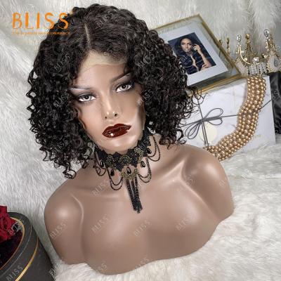 China Happiness Wave 4x4 Deep Wave 4x4 Lace Front Wig Double Closure Wigs Double Curly Deep Curly Brazilian Hair 10A Wigs For Black Women for sale