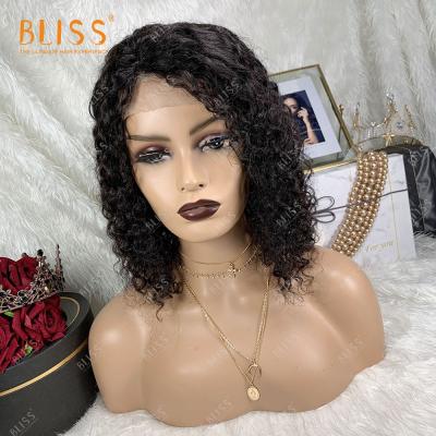 China Happiness 4x4 Lace Closure Wig Deep Wave Water Wave Hair Side Part Wig Sofetable Brazilian Deep Wave Lace Wig On Sale for sale