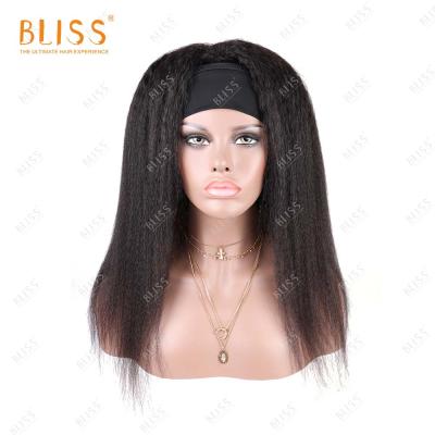 China Yaki Bliss Headband Wigs Glueless Yaki Kinky Straight None Curly Yaki Headband Half Lace Wig Straight Wigs For Black Women for sale