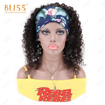 China Bliss High Quality Cheap Curly Machine Headband Wigs Deep Curly Human Black Brazilian Virgin Hair Full Headband Wigs For Black Women for sale