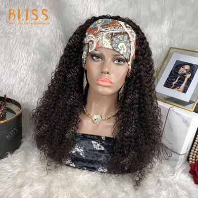 China Bliss Curly Curly Human Hair Headband Curly Wigs For Black Women, Kinky Curly Wig With Headband, Headband Wig Wholesale Hair For Women for sale