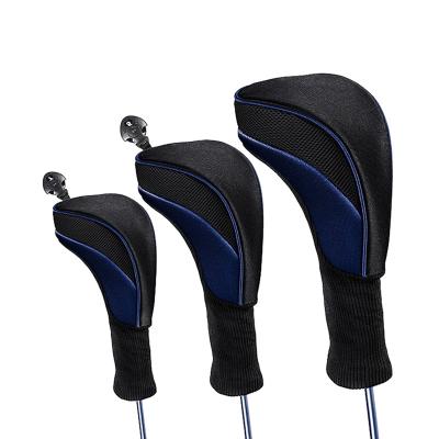 China Durable Golf Club Head Covers For Neck Mesh Golf Club Headcovers Set Wooden 3Pcs Driver And Fairway Along With No. interchangeable. for sale