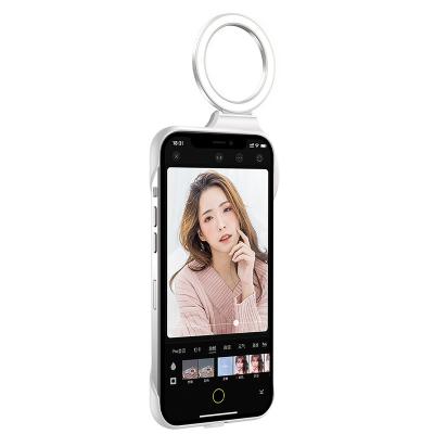 China Hot Selling Rechargeable Ring Light Phone Case For iPhone 12 Rechargeable Selfie Ring Light Phone Cover for sale