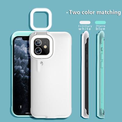 China Hot Selling Amazon Rechargeable Ring Light Phone Case For iPhone 12 Selfie Light Phone Case For iPhone for sale