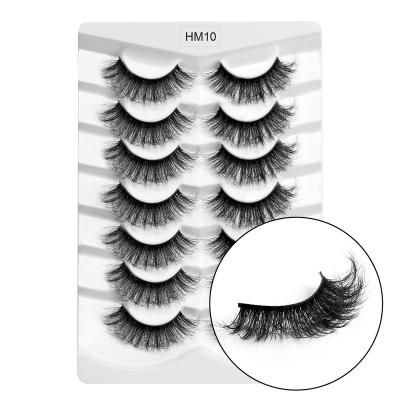 China Soft Strip 7 Pairs 3D Long PBT Custom Packing Natural Reusable Faux Mink False Eyelashes Lashes With for sale