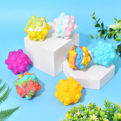 China New Hot Colorful Kids Fun Silicone Ball Push Noise Bubble Around Dies Pineapple Polygon Moving Person Ball For Anti Stress Ball Moving Person Toy 7*7cm for sale