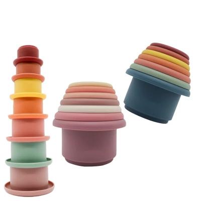 China Educational Toy Early Years Stack Up Mini Cup Toys Mushie Montessori Educational Toy Nesting Cups Stacking Toy for sale