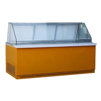 China 2022 Single-temperature Factory Manufacture Right Angle Glass Commercial Meat Display Freezer for sale