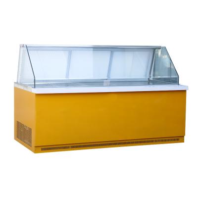 China 2022 Promotional Right Angle Glass Single-temperature Supermarket Meat Display Freezer Meat Showcases for sale