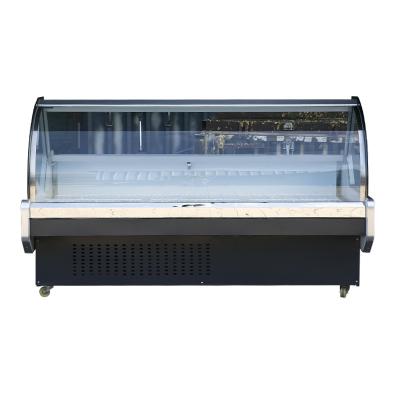 China 2022 Newest Single-temperature Supermarket Display Cabinet Curved Glass Type Frozen Fresh Meat Display Freezer for sale