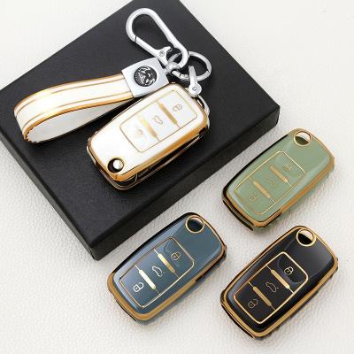 China TPU Car Key Cover For VW Golf Polo GTI 2018 TPU 2016-2017 2019 Tiguan Auto Folding Exterior Keys for sale