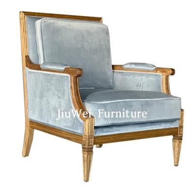 China New Design Simple Living Room Furniture Simple Sofa Chair / Blue Velvet Sofa Single Sofa Chair for sale