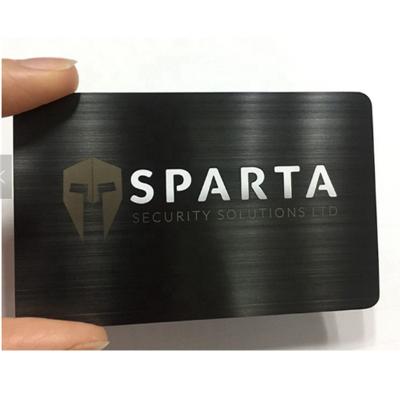 China Europe CR80 Luxury Plated Black Brush Metal Business Card With Printing And Cutout for sale