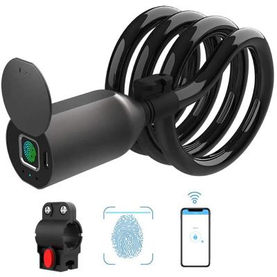 China IP65 APP Control Smart Cable Waterproof Fingerprint Bike Lock For Motorbike Scooter Bicycle for sale