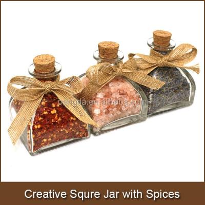 China Cheap Spices In Square 100ml Cute Creative Glass Jar With Cork And Bow Perfect For Spice Shops And Spice Gift Distributors And Amazon for sale