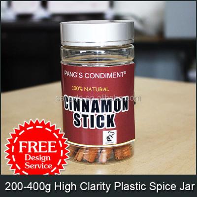 China Single and Mix Dried Spices in 200-400 Grams High Clarity Plastic Spice Jar for sale