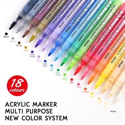 China New Style 12/18-color Vivid Hot Sale Color Acrylic Marker Pen Acrylic Paint Pen Set For DIY On Ceramic Stone,Cloth for sale