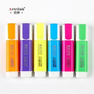 China Manufacturer 6 Bright Colors Top Color Highlighter Bar Marker Pen Fluorescent Set for sale