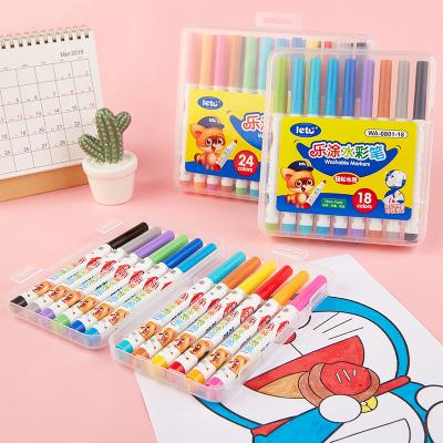 China 12colors fiber marker pens washable environmental friendly materials that can be easily washed watercolor marker sketch pen for sale