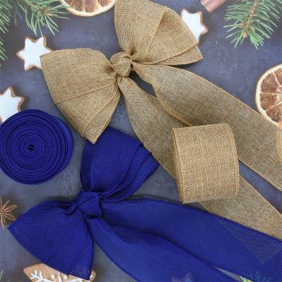 China Beautiful 63MM Colorful Non Yarn Burlap Ribbon For Lovely Garland For Party Decoration DIY Bowknot Snowflake Merry Christmas for sale