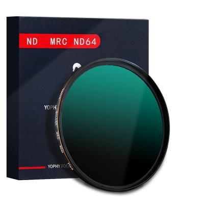 China Customizable Aviation Grade Alumium YOPHY Camera MRC ND64 Filter B270 Glass Camera Lens 67MM 77MM 82MM Neutral Density ND Filter for sale