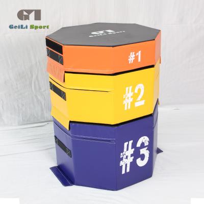 China .Anti-shrink soft foam. Anti-wrinkle.Breathable PVC Leather Antibacterial Durable Octagon Jumping Plyometric/Plyo Box Crossfit Gym Jumping Box for sale