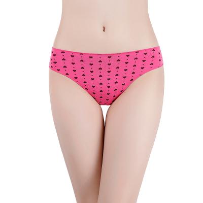 China Antibacterial In Braga De Mujer Comfortable Bikini Underwear Women Teens Soft Underwear Low Waist Cotton Love Running Print For Girls for sale