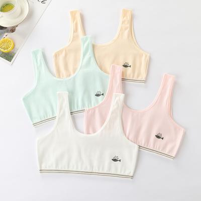 China QUICK DRY 100% cotton online wholesale lingerie summer supplier teen girls sport underwear kids bra vest bra for school student for sale