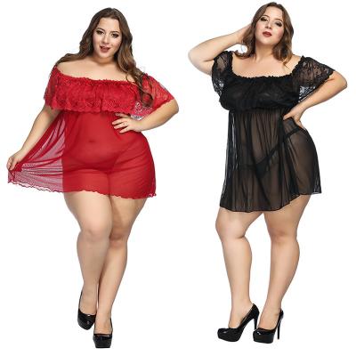 China Sexy Lingere Sexy Lingerie Plus Size Fat Girl Wholesale 2 Pieces Lace Set PoeticExis Transparent Nightgown Lenceria Sexy Nightgown For Honeymoon for sale