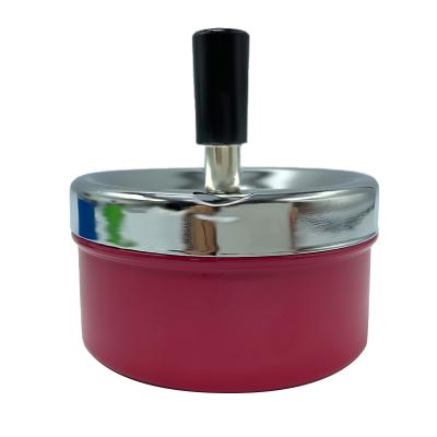 China Factory Custom Portable Smokers Round Lower Cigarette Ash Container Metal Cigar Ashtray With Windproof Tray For Figure Cigarette for sale