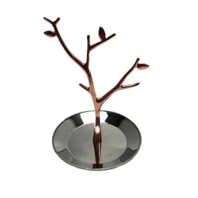 China BSCI Gift Custom Resin Jewelry Tray Tree Shape Ring Holder Metal Base Ring Dish Organizer In Stock for sale