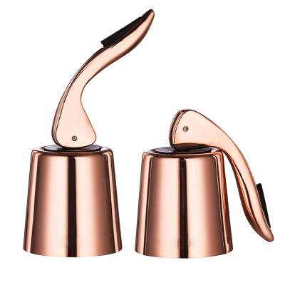 China Hot Sale Best Gift Bottle Stopper Reusable Wine Bottle Plug With Silicone Rose Gold Stainless Steel Wine Bottle Stopper Keep Fresh for sale