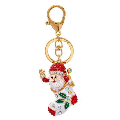 China Christmas Promotional Style Pineapple Gifts Metal Santa Key Chain Zinc Alloy Key Chain for sale