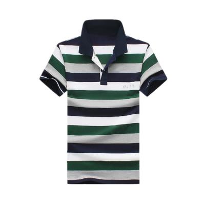 China Wholesale Custom Striped 100% Men Cotton T-shirt Anti-wrinkle Embroidery Polo T-shirt for sale