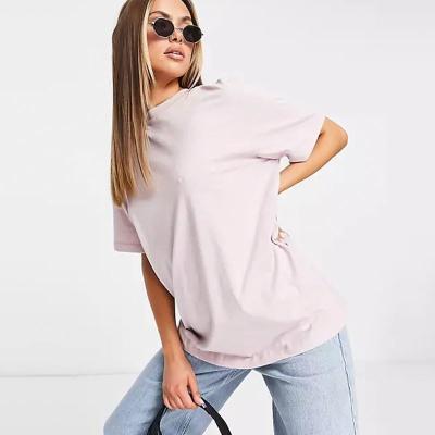 China Custom Streetwear Logo Women Summer Anti-Wrinkle T-shirts Short Sleeve O Neck Cotton T-shirt Loose Hip Hop Oversized Plain Tees for sale