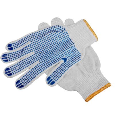 China Full Finger Bleached White PVC Dotted Cotton Gloves For Working for sale