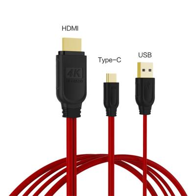 China Hot Sale 1.8m 4K 30Hz USB 3.1 USB COMPUTER Cable Mobile Phone to HDTV Monitor Cable Mobile Phone Type C to TV Mirroring Cable with USB-A Port for Charging for sale