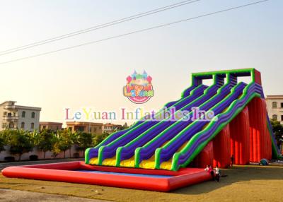 China 14m Height Giant Water Slide , Five Lane Inflatable Water Slide With A Pool for sale