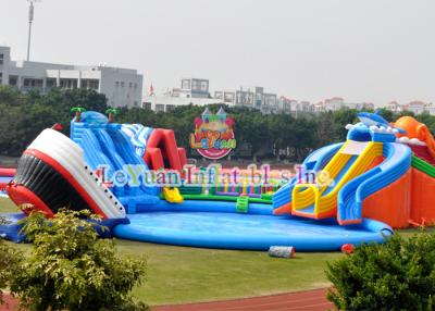 China Blue Inflatable Water Playground / Kids Water Park Plato PVC Tarpaulin Certificate for sale