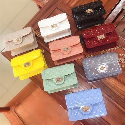 China Waterproof Jelly Handbag And Purse For 2021 Women Fashion Girls Mini Shoulder Messenger PVC Clear Jelly Bags for sale