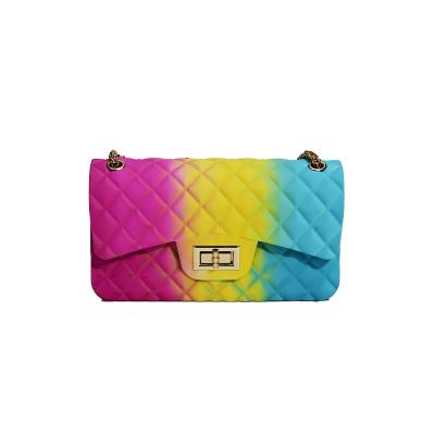 China Hot Sales Fashion 2020 Spring And Summer New Women Mini Rainbow Jelly Color Shoulder Chain Sling Bag Small Casual Messenger Bag for sale