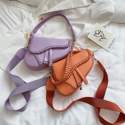 China 2021 Fashion Leather Women's Bag 2021 Custom High Quality Double Strap Women's PU Shoulder Bag Fashion Handbags Shoulder Saddle Bag for sale