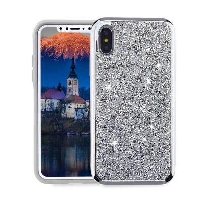 China Anti Drop Bling Diamond Phone Case With Glitter Fashion 2 In 1 Back Cover For iPhone X Cover Case for sale