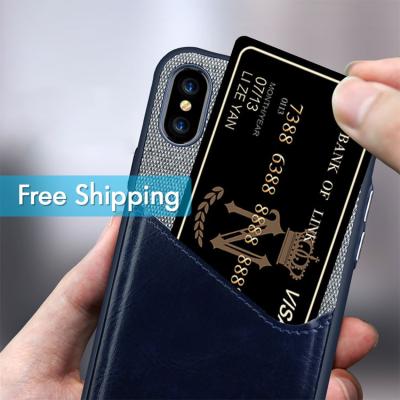 China Free Shipping Shockproof Leather Phone Case For iPhone X XR XS Max 6S 7 8 Plus Credit Card Pocket Slots For Samsung S8 S9 Note 8 for sale