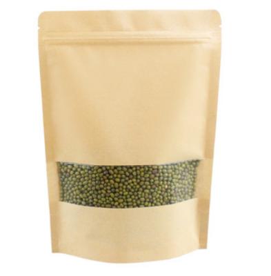 China Recyclable Kraft Paper Stand Up Pouches Zipper Bags Packaging With Matte Window Kraft Paper Bag With Window for sale