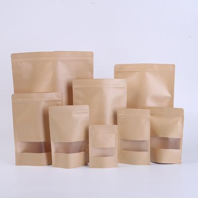 China Disposable frosted kraft paper window bag food packaging tea bag ziplock stand up bag doypack for sale