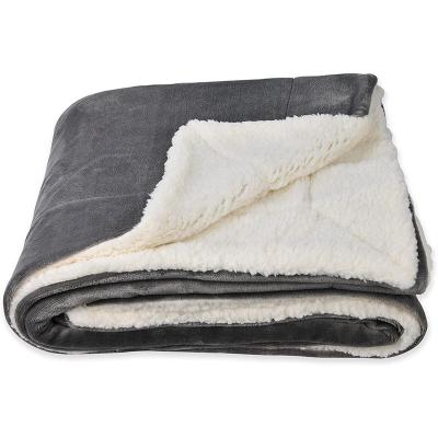 China Anti-pilling Wholesale Super Soft Thick 2 Layer Sherpa Lambswool Travel Flannel Fleece Blanket for sale