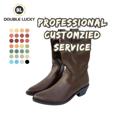 China Double Waterproof Designer Boots Women Famous Lucky Botas De Mujer Boots Woman Mucro Brands Women Long Leather Boots for sale